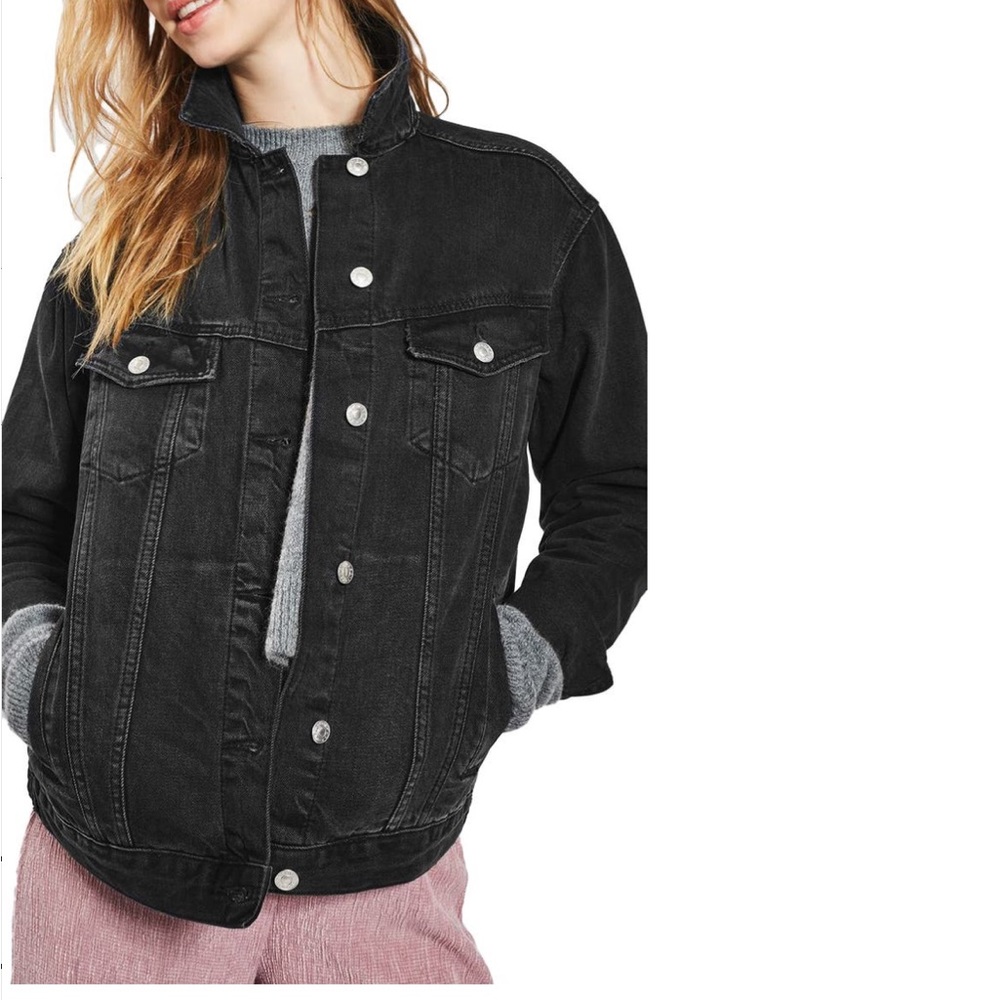 Topshop Oversized Black Denim Jacket